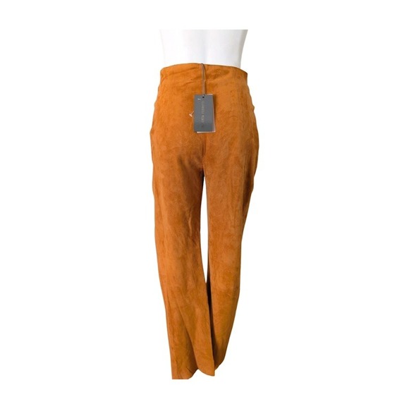 Alberta Ferretti Suede High Waisted Pleated Trousers Pants Burnt Umber Size 4 US - Picture 4 of 14